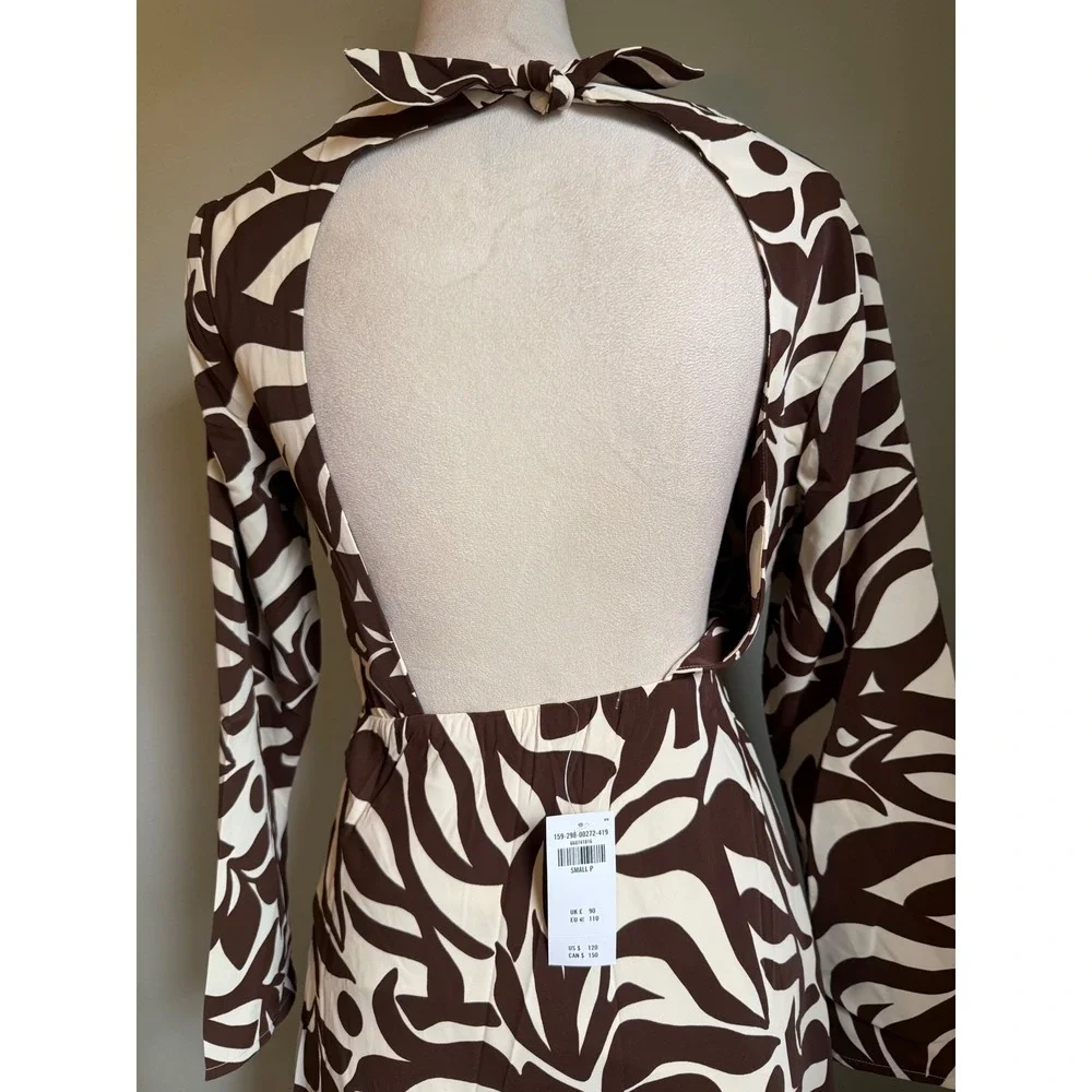 Abercrombie & Fitch Brown Twist  Cutout Open Back Maxi Dress S P Boho whimsi Y2k